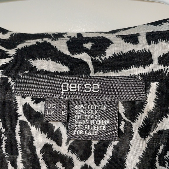 Per Se women’s US size 4 Leopard Print Button Downshirt black and white - Picture 2 of 4